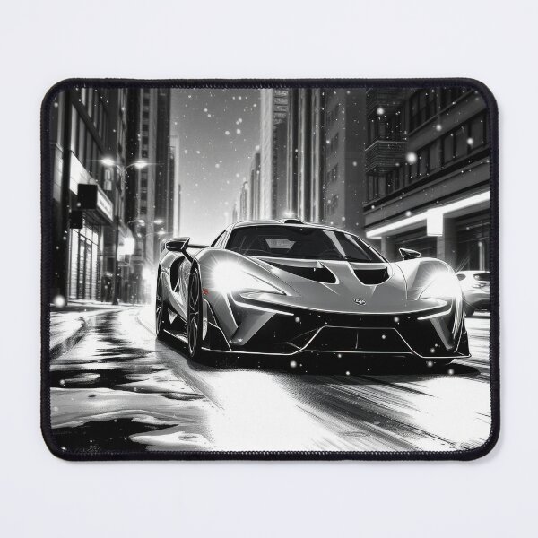 Item preview, Black and White Futuristic Sports Car in Snow designed and sold by The Artfiller.