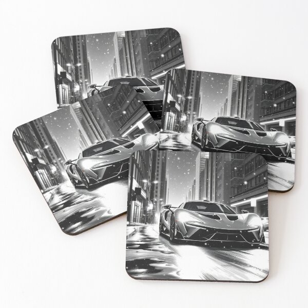 Item preview, Black and White Futuristic Sports Car in Snow designed and sold by The Artfiller.