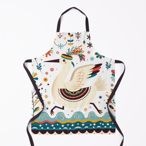 Item preview, Cute Heron running in a Hat - Scandinavian Folk Art by heidiannemorris © designed and sold by FOLK ART FUSION by heidiannemorris.