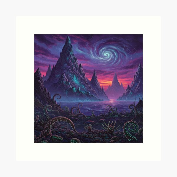 Item preview, Cosmic Lovecraftian Landscape designed and sold by RedHeavenStudio.