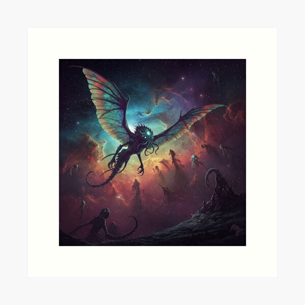Item preview, Lovecfratian Creature Flying Landscape designed and sold by RedHeavenStudio.