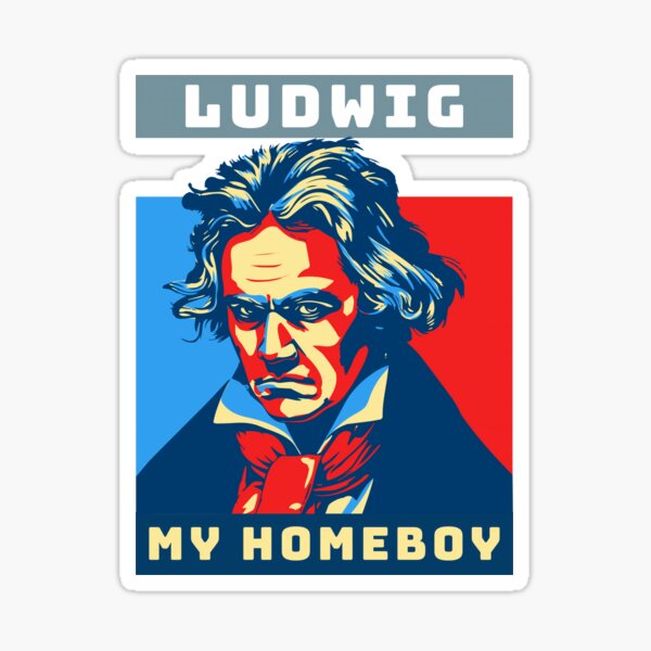 Item preview, Ludwig My Homeboy Funny Beethoven Portrait with Red and Blue Graphic designed and sold by The Sun Brings Light.