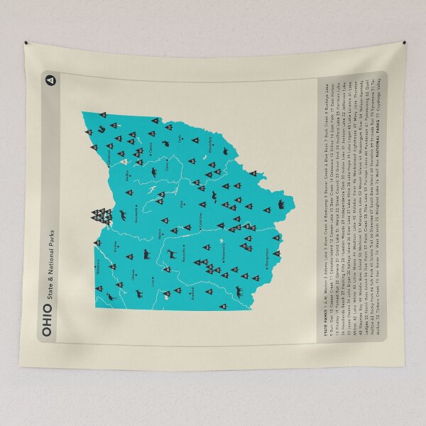 Item preview, Ohio National & State Parks Illustrated Map - Blue designed and sold by FinlayMcNevin.