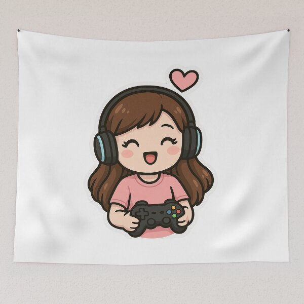 Item preview, Cute Kawaii gamer girl designed and sold by Printdesigns1.