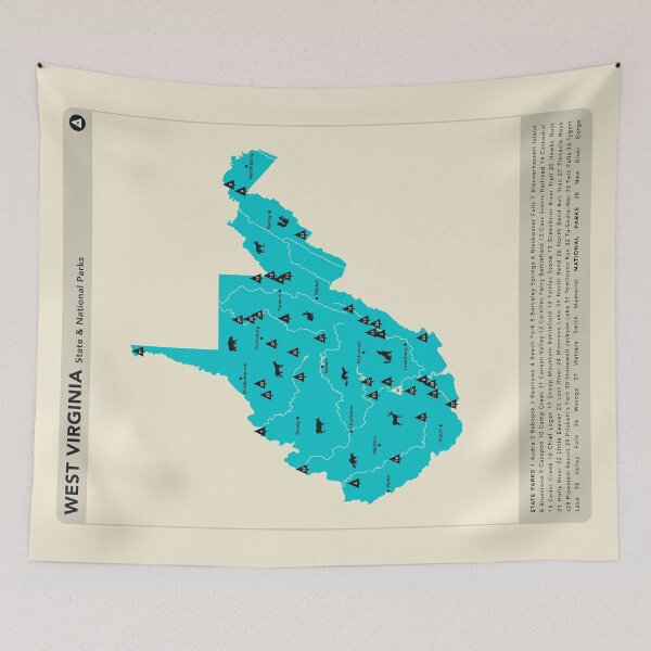 Item preview, West Virginia National & State Parks Map - Blue designed and sold by FinlayMcNevin.