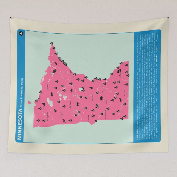 Item preview, Minnesota National & State Parks Illustrated Map - Pink designed and sold by FinlayMcNevin.