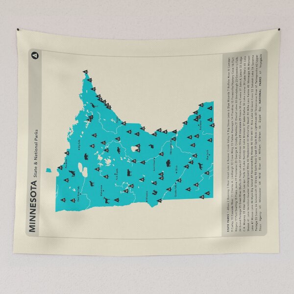 Item preview, Minnesota National & State Parks Illustrated Map - Blue designed and sold by FinlayMcNevin.