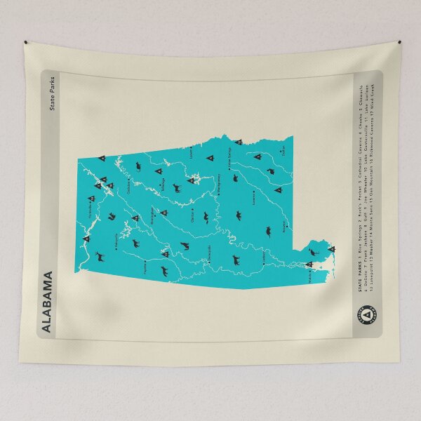 Item preview, Alabama State Parks Illustrated Map - Blue designed and sold by FinlayMcNevin.