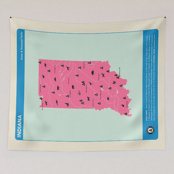 Item preview, Indiana National & State Parks Illustrated Map - Pink designed and sold by FinlayMcNevin.