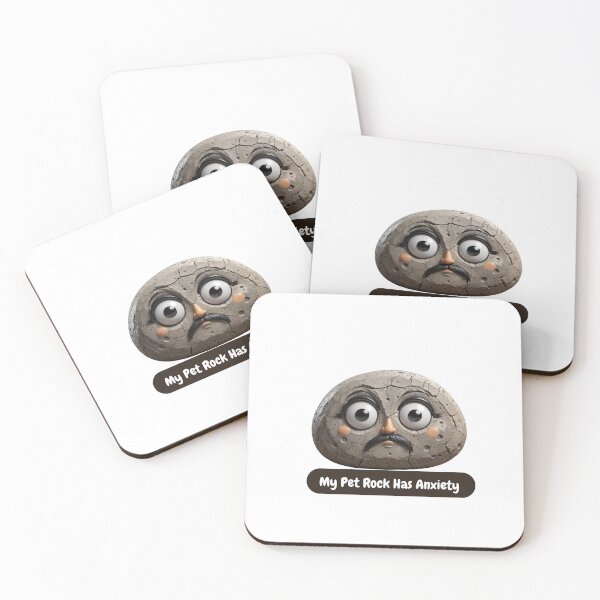 Item preview, My Pet Rock Has Anxiety – Funny Cute Worried Rock Illustration designed and sold by WonderBox.