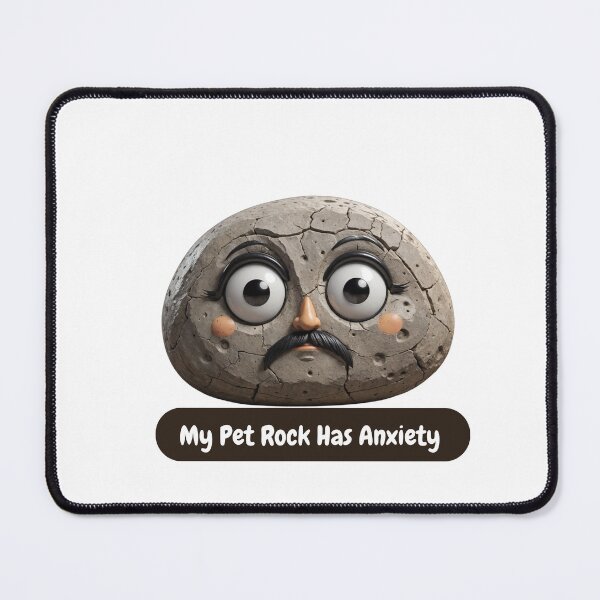 Item preview, My Pet Rock Has Anxiety – Funny Cute Worried Rock Illustration designed and sold by WonderBox.