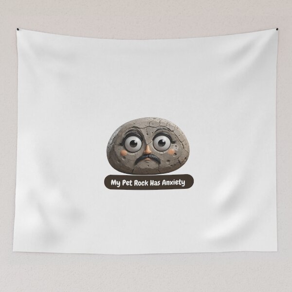 Item preview, My Pet Rock Has Anxiety – Funny Cute Worried Rock Illustration designed and sold by WonderBox.