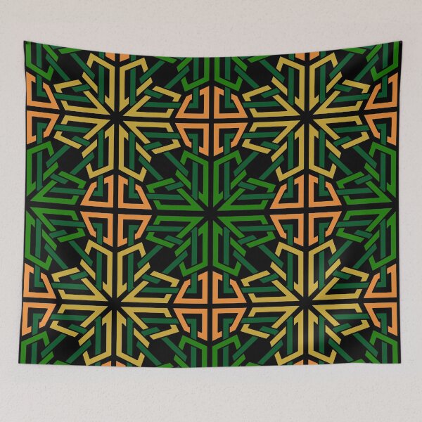 Item preview, Green and Orange Intertwined Knot Pattern Design designed and sold by Tarjiart.