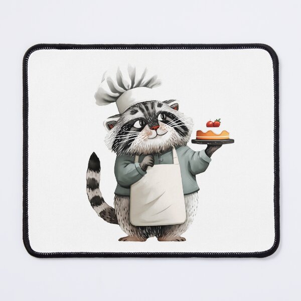 Item preview, Watercolor pallas cat | Chef cat | Baking Cat | Otocolobus manul | Grey Cat | Culinary Cat | Cooking Cat 8 designed and sold by Yaremchuk.