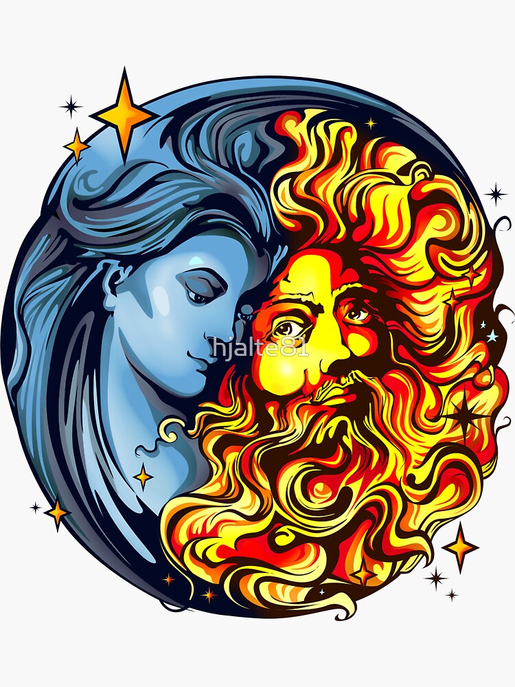 Thumbnail 3 of 3, Sticker, Sun God and Moon Goddess designed and sold by hjalte81.