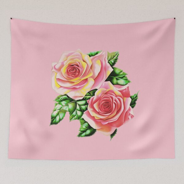 Item preview, Coral Pink Roses with Jade Green Leaves designed and sold by Marymarice.