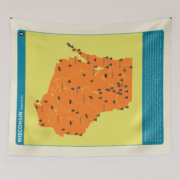 Item preview, Wisconsin State Parks Illustrated Map - Orange designed and sold by FinlayMcNevin.