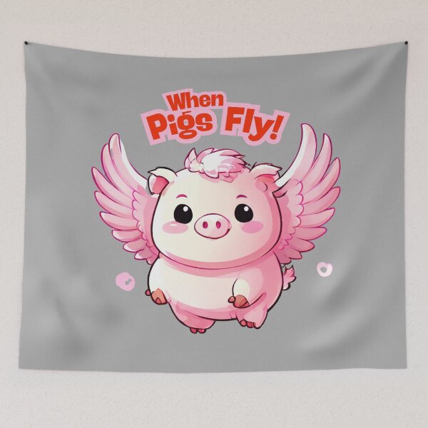Item preview, When Pigs Fly | Cute Kawaii Winged Pig Cartoon Funny Inspirational Art designed and sold by UnboxedZone.