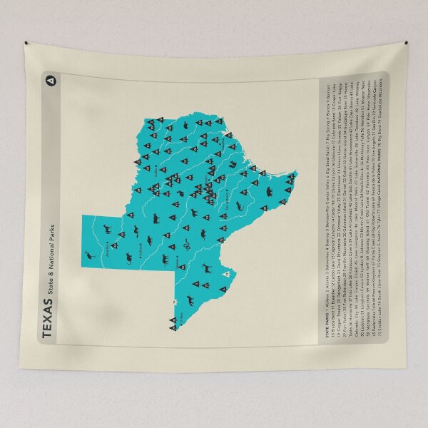 Item preview, Texas National & State Parks Illustrated Map - Blue designed and sold by FinlayMcNevin.