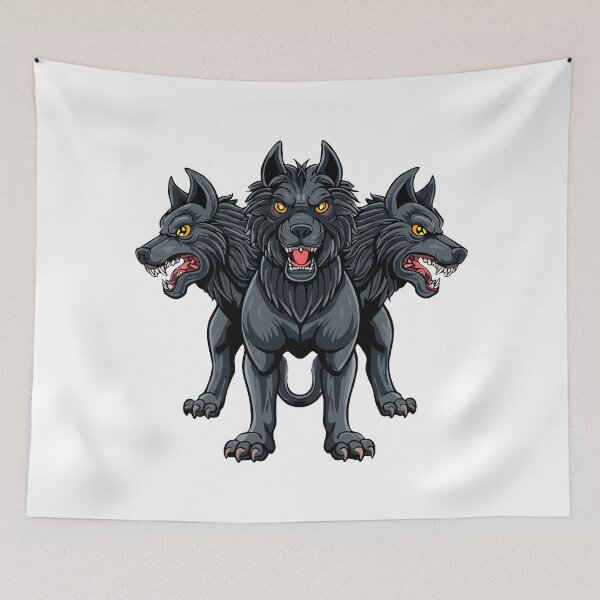 Item preview, Cerberus hellhound Mythological three headed dog the guard of entrance to hell, Hound of Hades, Cerberus three headed dog, Standing pose, front view, designed and sold by Danler.