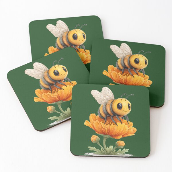 Item preview, Happy bee on the blooming flower designed and sold by SissiTer-Art.