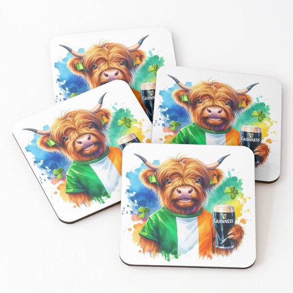 Item preview, Scottish Highland Cow in Ireland Colorful Watercolor designed and sold by MaedK.