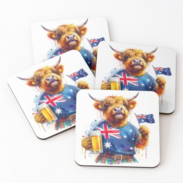 Item preview, Scottish Highland Cow in Australia Colorful Watercolor designed and sold by MaedK.