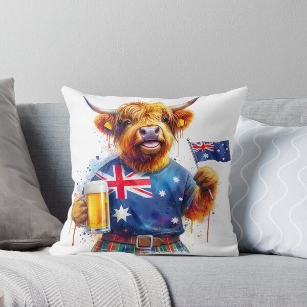 Item preview, Scottish Highland Cow in Australia Colorful Watercolor designed and sold by MaedK.