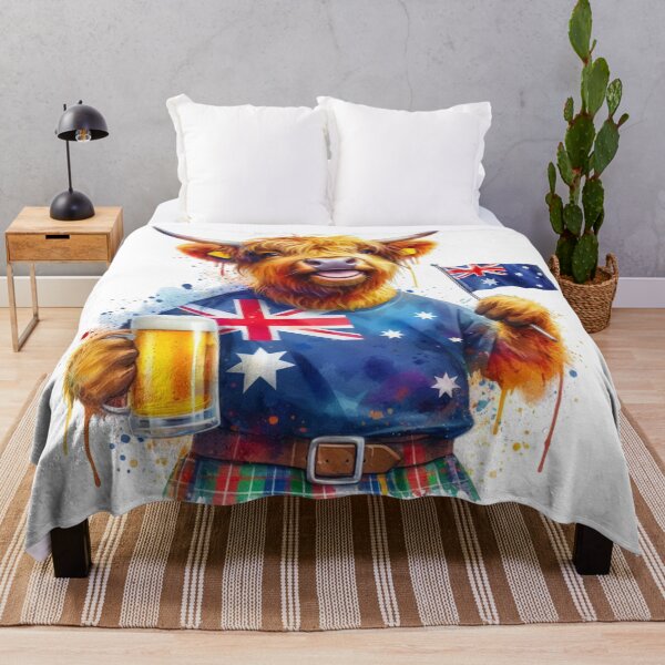 Item preview, Scottish Highland Cow in Australia Colorful Watercolor designed and sold by MaedK.