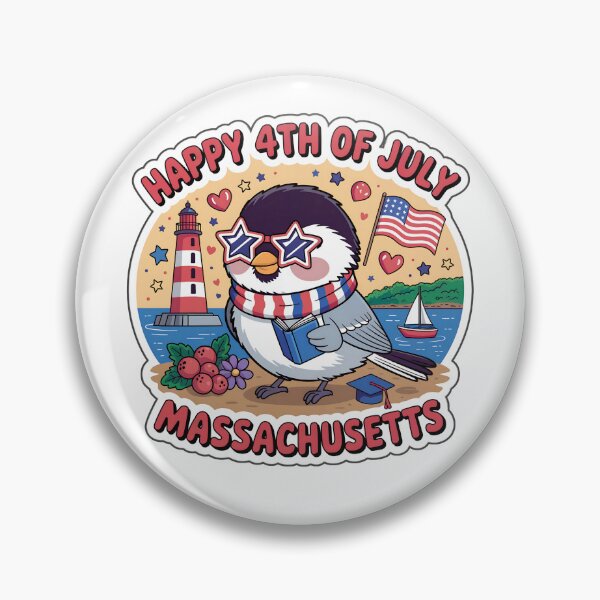 Item preview, Massachusetts 4th of July Cute Chickadee Sticker | Retro Patriotic Design designed and sold by Nuist25.