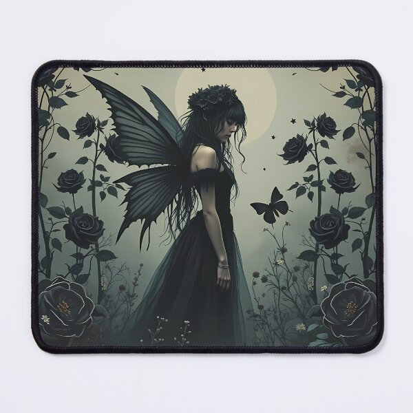 Item preview, Dark fairy and black roses - gothic floral winged girl fairycore aesthetic  designed and sold by Fantasy Cache.