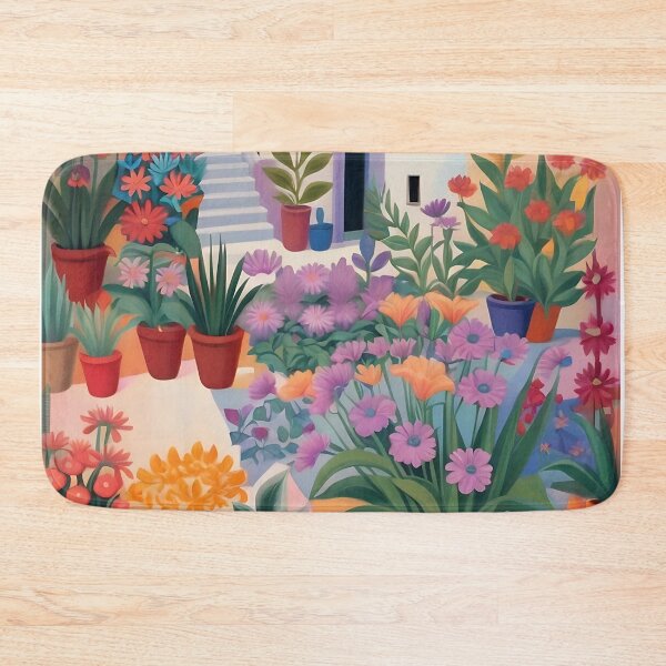 Item preview, Santorini Flower Market – Colorful Mediterranean Wall Art designed and sold by tarzbol.