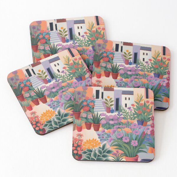 Item preview, Santorini Flower Market – Colorful Mediterranean Wall Art designed and sold by tarzbol.