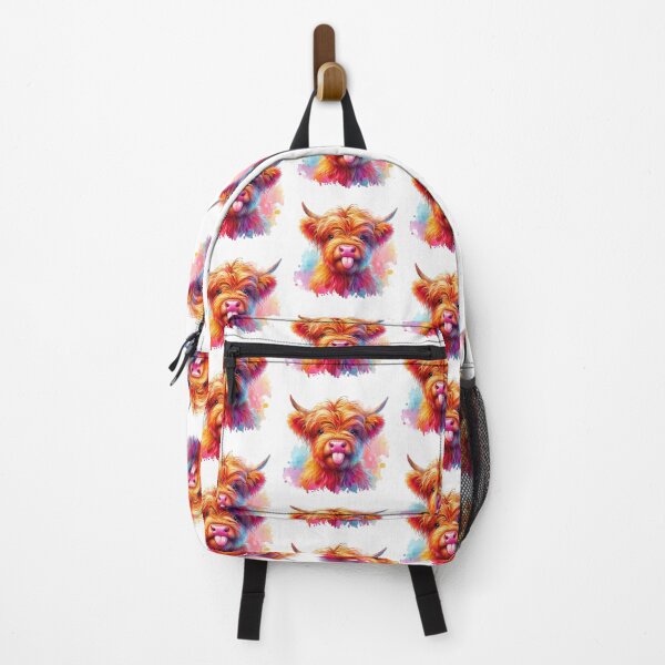 Item preview, Cute Scottish Baby Highland Cow Calf Sticking Out Tongue Colorful Watercolor designed and sold by MaedK.