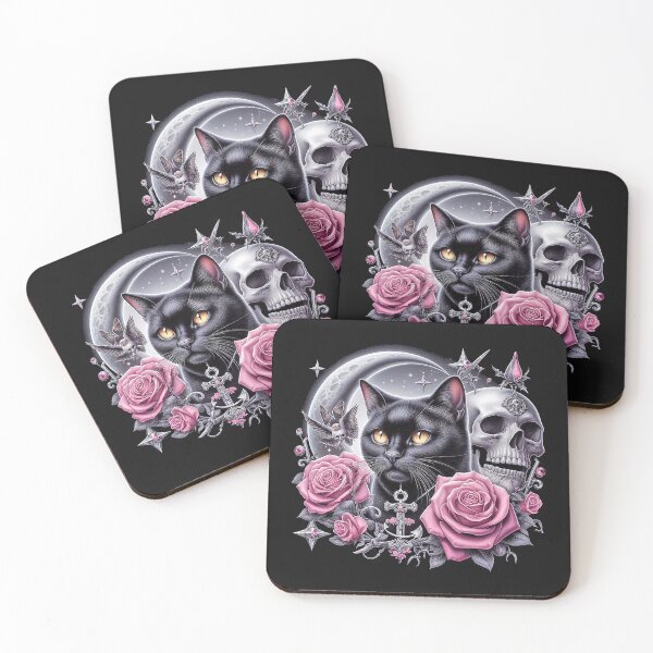 Item preview, Halloween Black Cat Skull & Roses T-Shirt designed and sold by candiscamera.