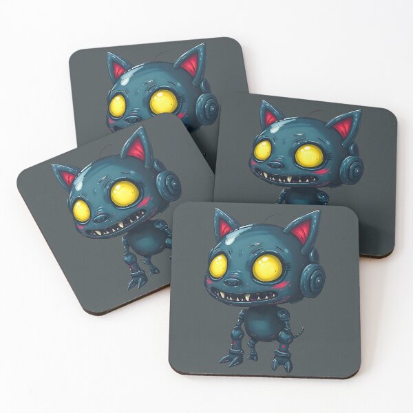 Item preview, Robot Cyber Cat With Big Eyes And Headphones designed and sold by SurrealArtSzysz.