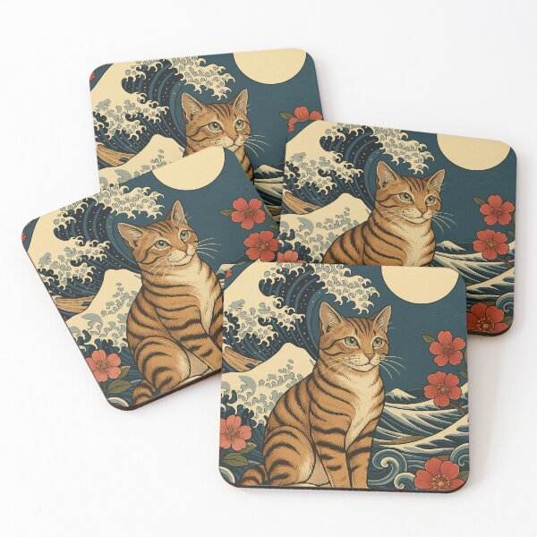 Item preview,  Japanese Tiger Cat Kanagawa Wave Art designed and sold by ArtisticJelly.