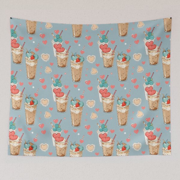 Item preview, Iced Coffee With Fruits Seamless Pattern designed and sold by DemureArtsy.