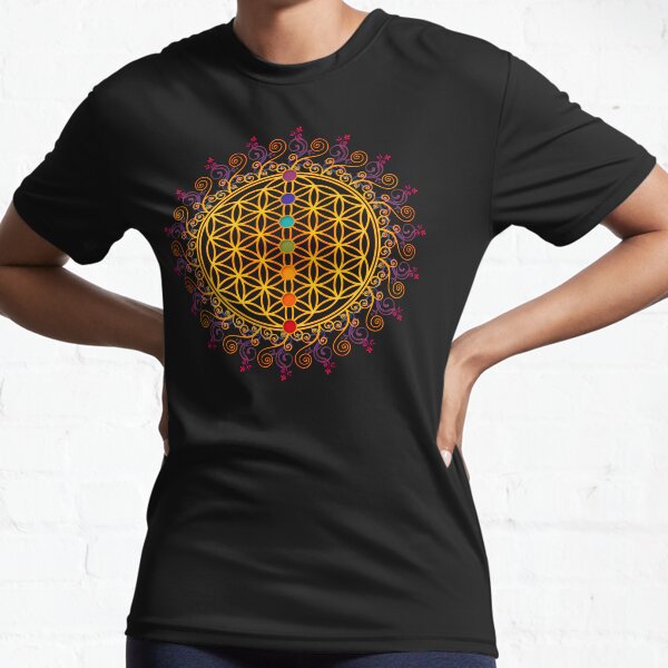 FLOWER OF LIFE, CHAKRAS, SPIRITUALITY, YOGA, ZEN, Active T-Shirt