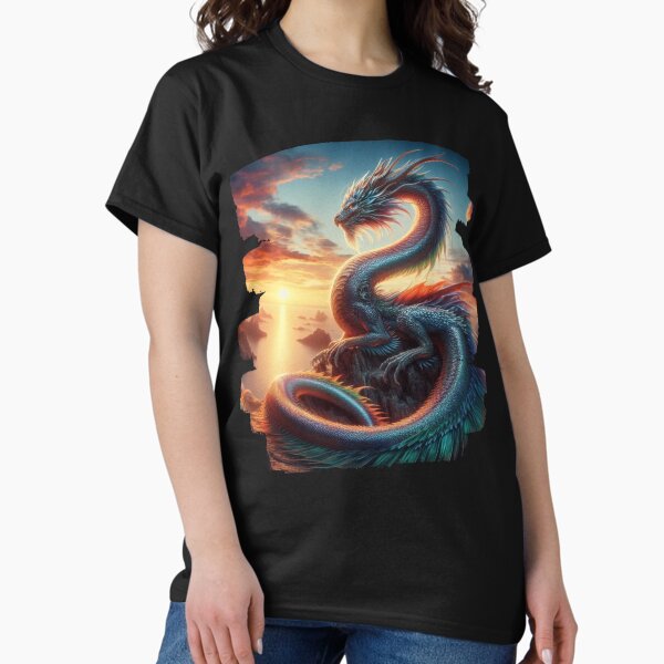 Item preview, Blue Dragon, Gift for Fantasy Lovers and Fantasy Conventions, Mythical Creature, Fantasy Sunset Art designed and sold by SnowdropTshirts.