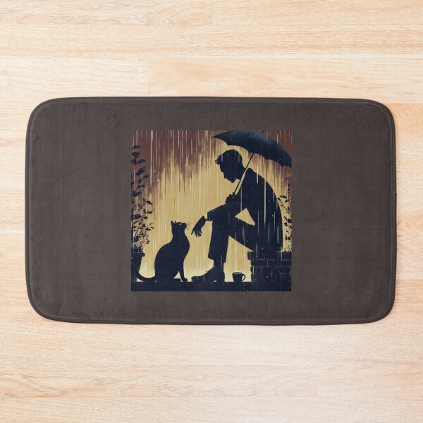 Item preview, Man, cat & rain designed and sold by shymuscat.