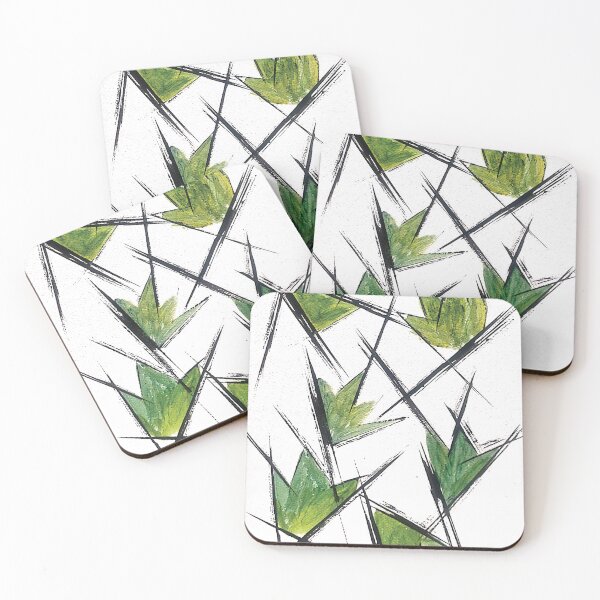 Item preview, Abstract Green Leaves with Dynamic Lines designed and sold by MYK-Printing.