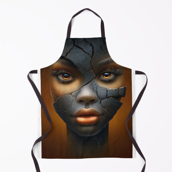 Item preview, Cracked Face Art: Surreal Eyes on Orange Background designed and sold by Artessie.