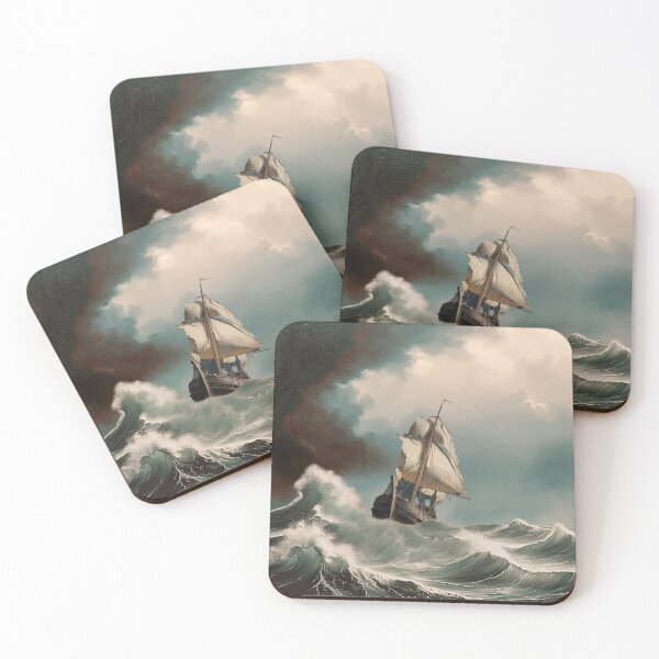 Item preview, ship in a stormy ocean designed and sold by SKULLARTISTRY.