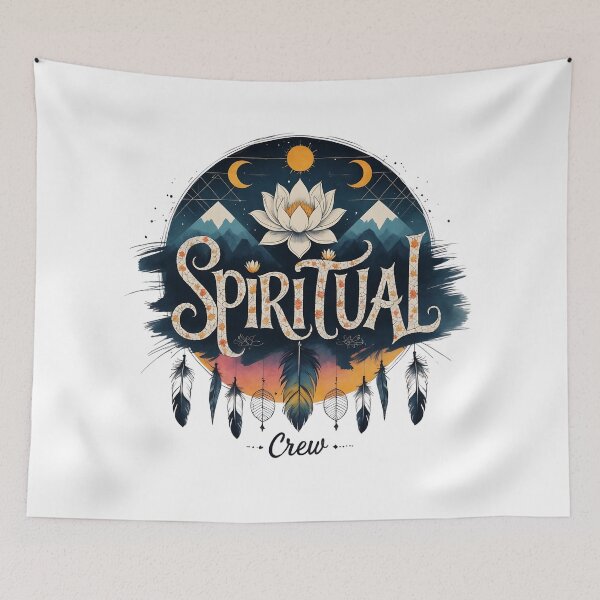 Item preview,  Ethereal Spiritual Crew Art - Lotus, Moon & Feather Illustration designed and sold by Frame of Mind .