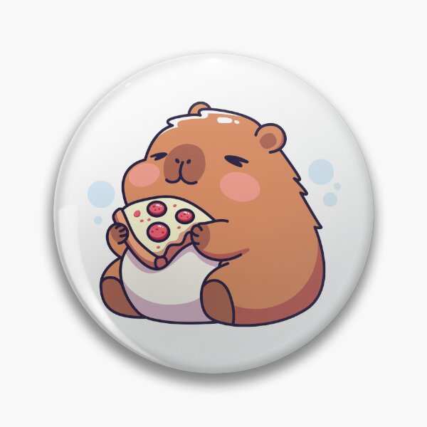 Item preview, Happy Capybara Enjoying Pizza Slice designed and sold by chillaxcats.