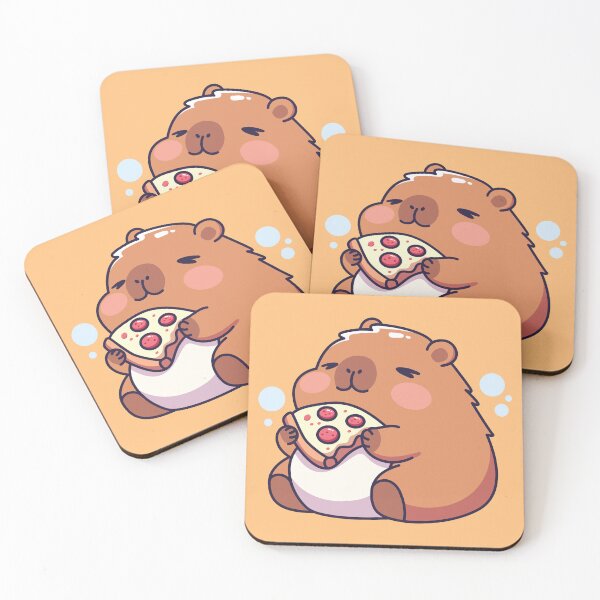 Item preview, Happy Capybara Enjoying Pizza Slice designed and sold by chillaxcats.