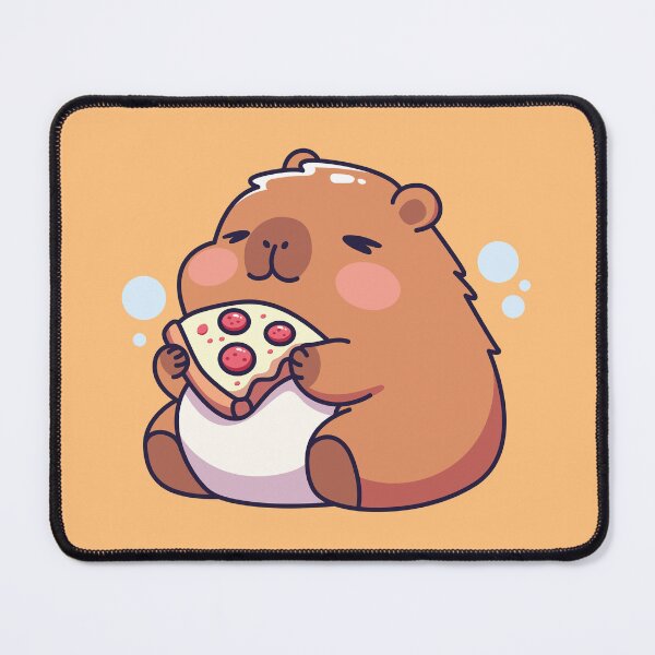 Item preview, Happy Capybara Enjoying Pizza Slice designed and sold by chillaxcats.
