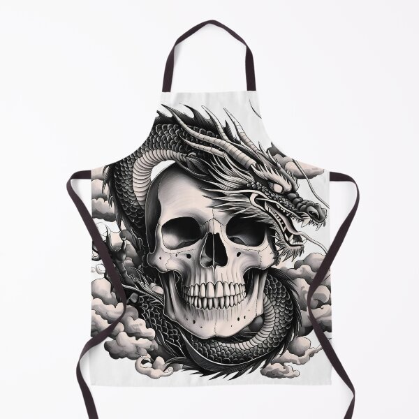 Item preview, SKULL AND JAPANESE DRAGON designed and sold by infinitearte.