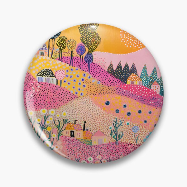 Item preview, Wildflowers Floral Landscape, Folk Art, Polka Dot Flowers, Colorful Abstract designed and sold by Neika Shimm Designs.